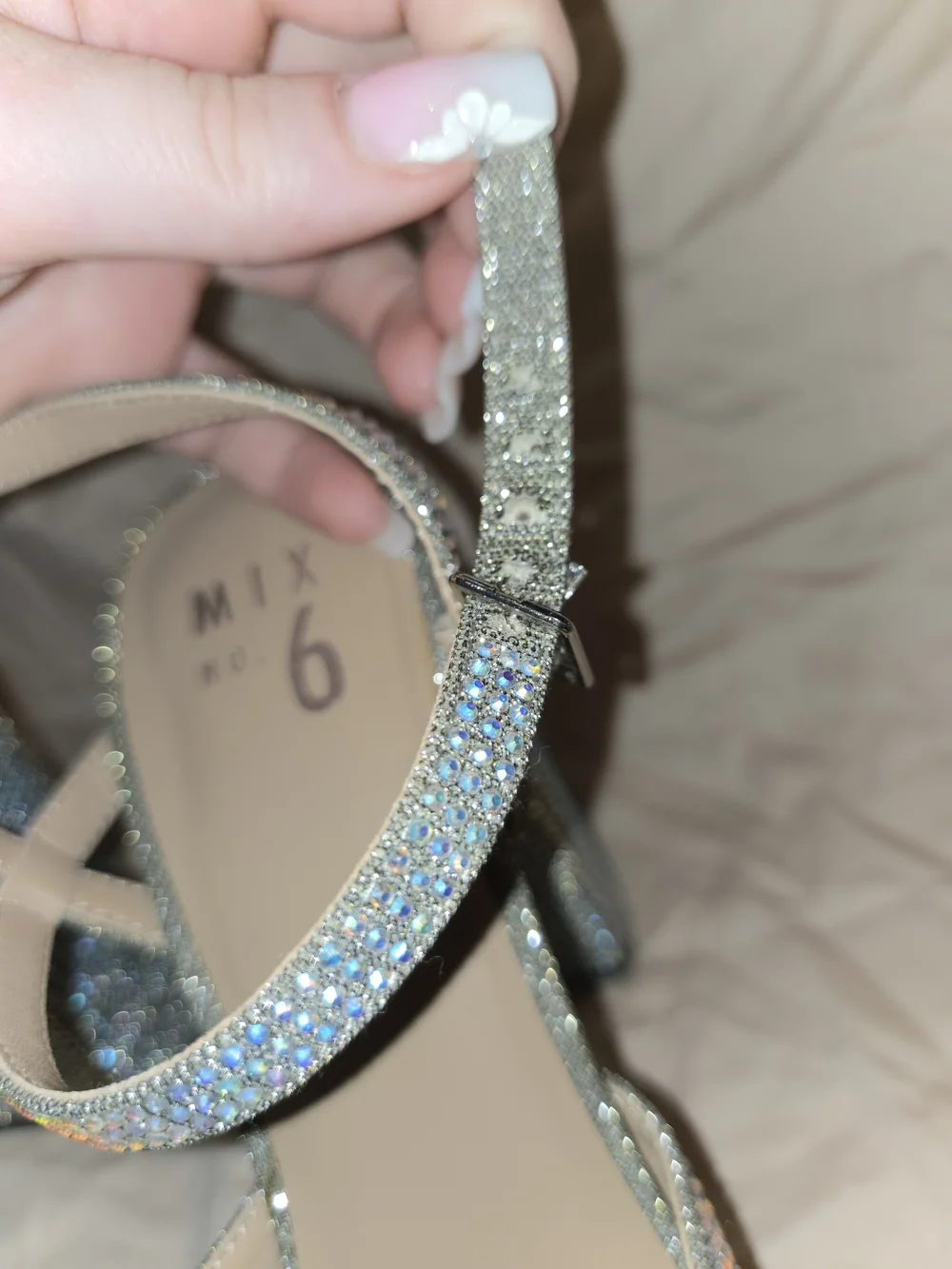 Silver Crystal Platform Block Heel Sandals - Women